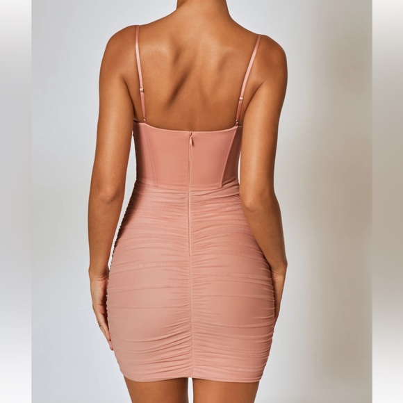 Oh Polly Jaded Dress Ruched Corset Mini Dress in Blush - Picture 3 of 7